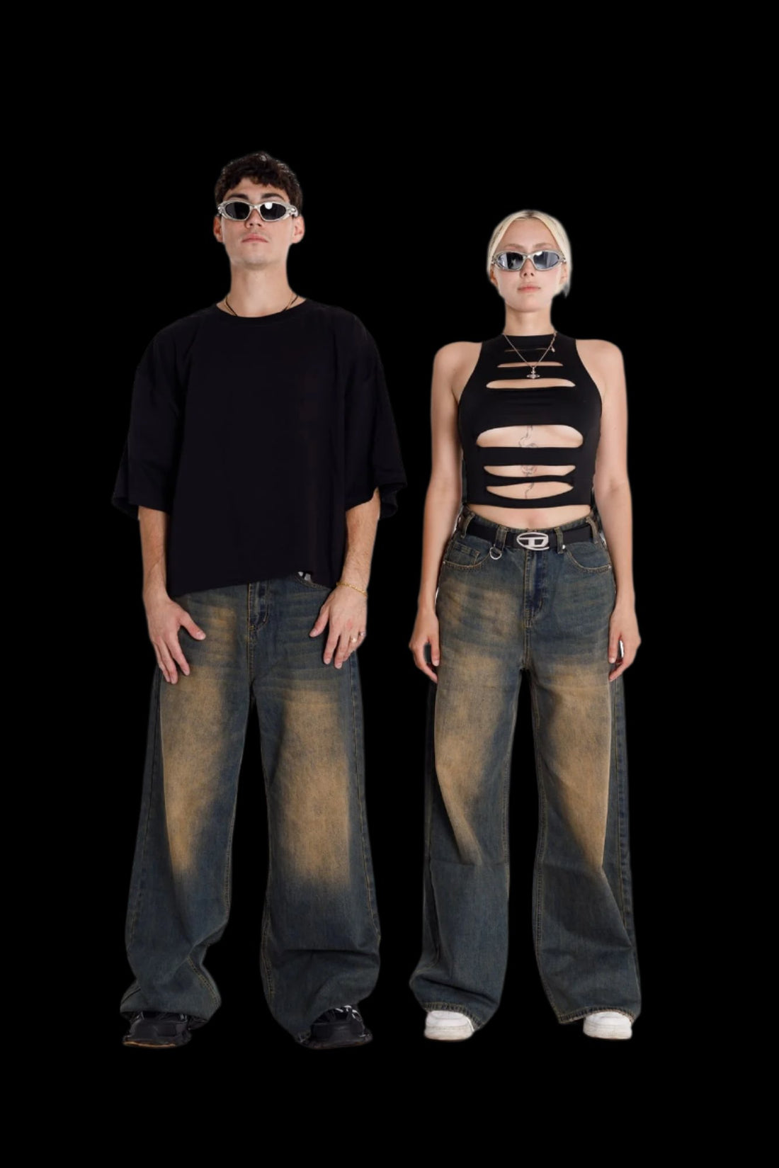 Wide Basic Jeans Unisex Gray