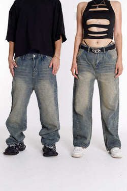 Retro drapierte Jeans