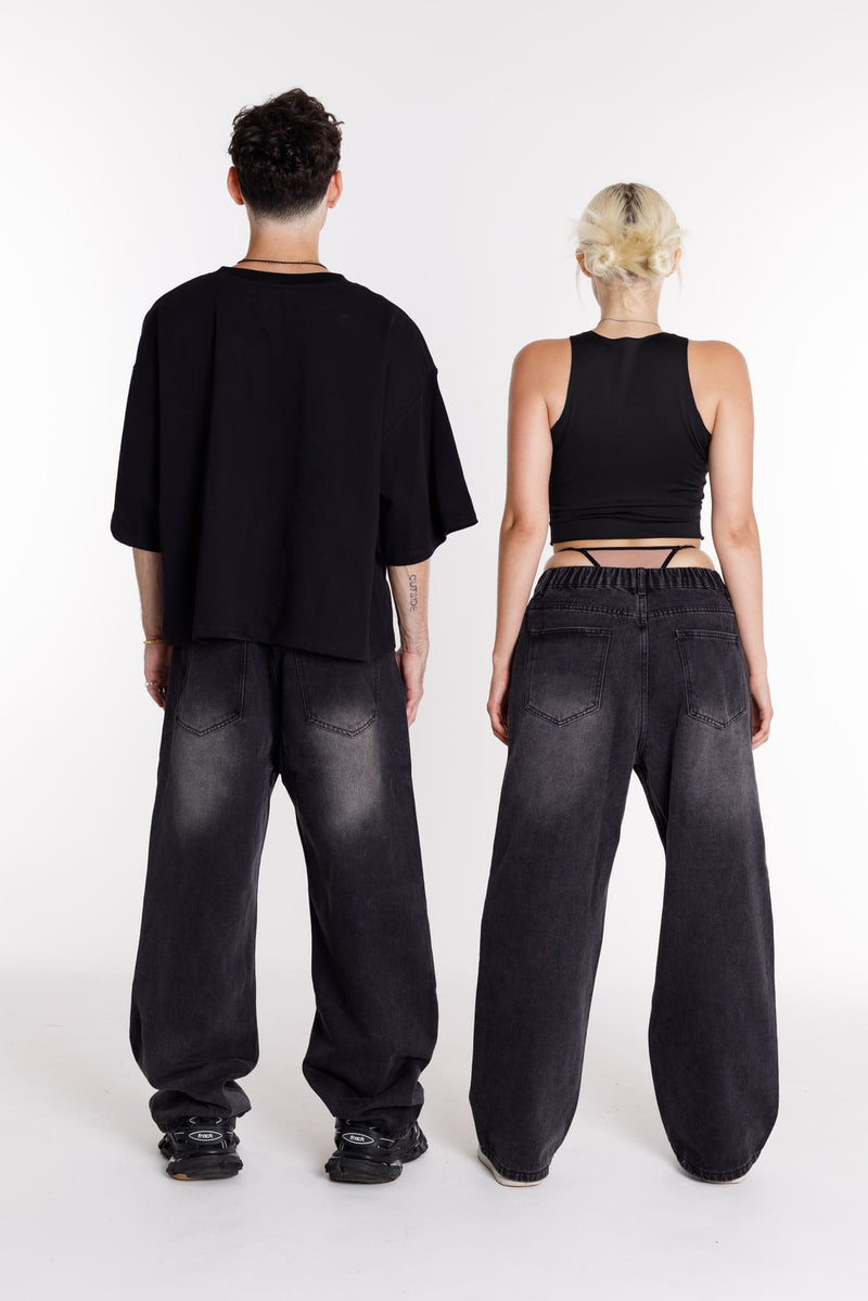 Jeans Straight Basic Cinza Escuro