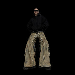 WIDE ZIP PANTS KHAKI