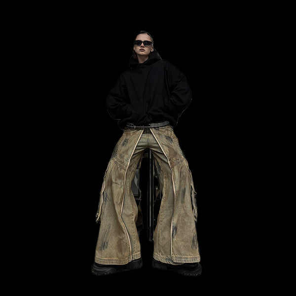 WIDE ZIP PANTS KHAKI