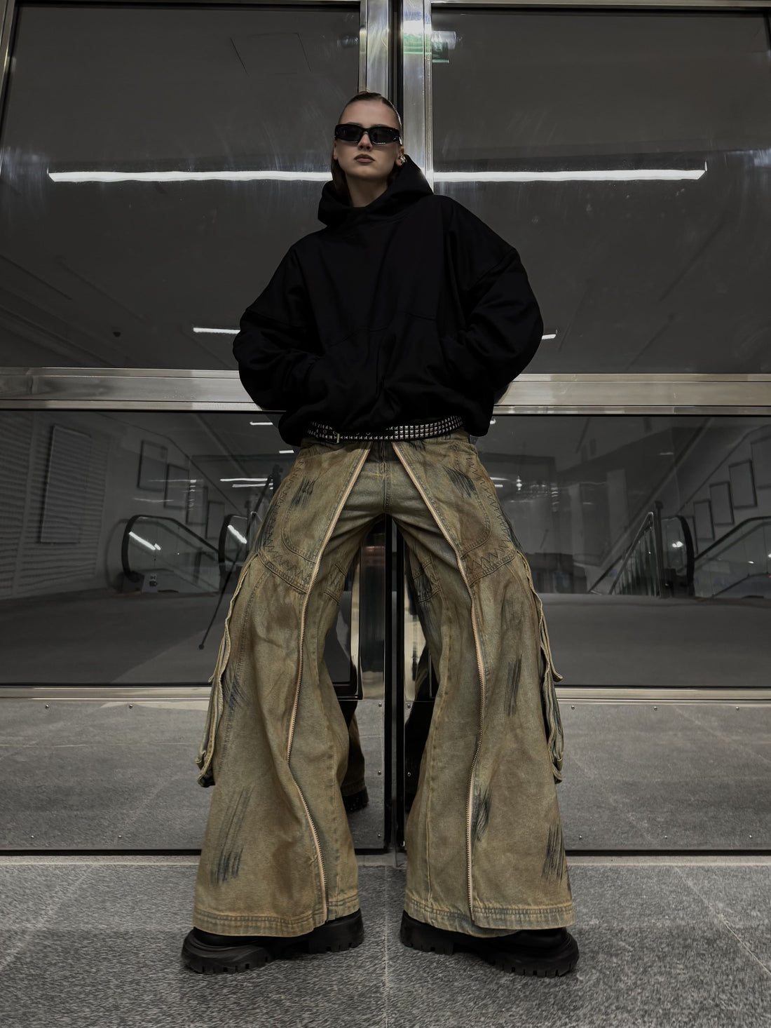 WIDE ZIP PANTS KHAKI