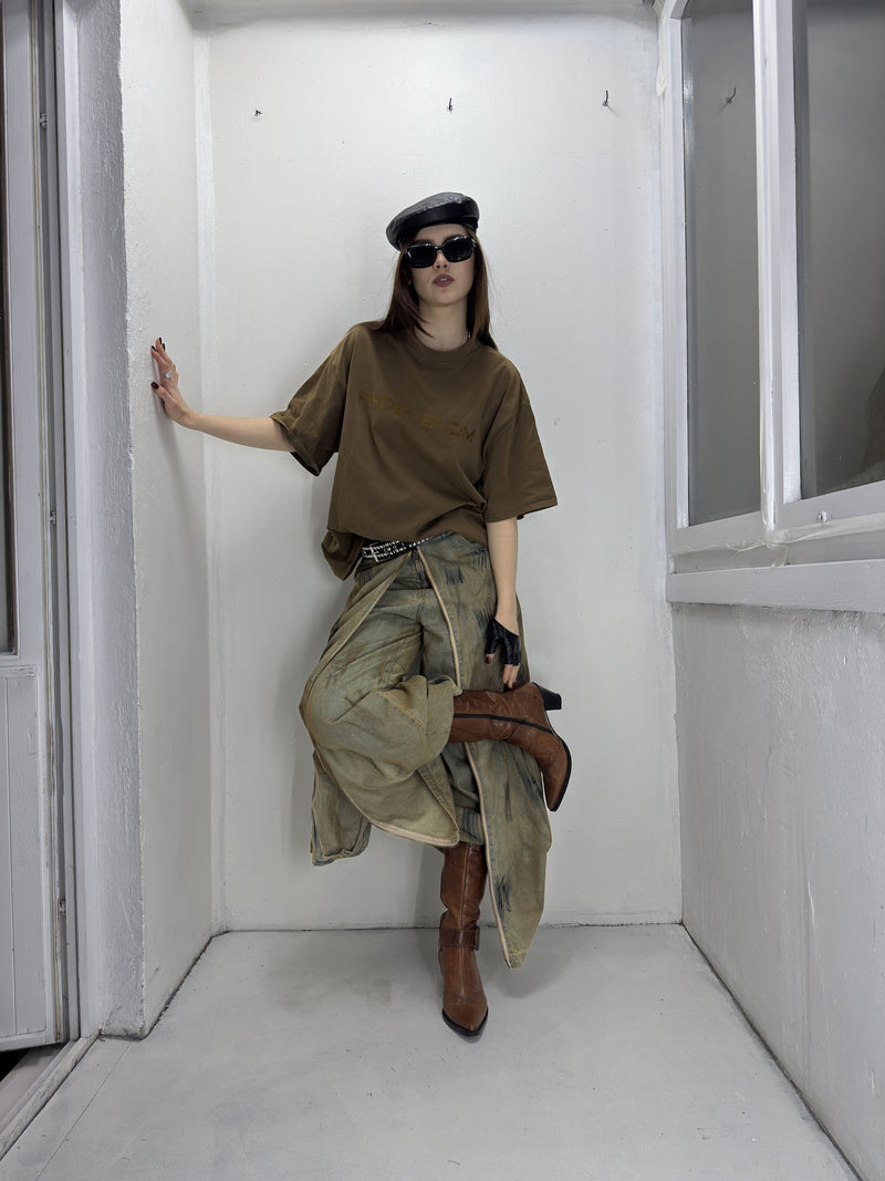 WIDE ZIP PANTS KHAKI