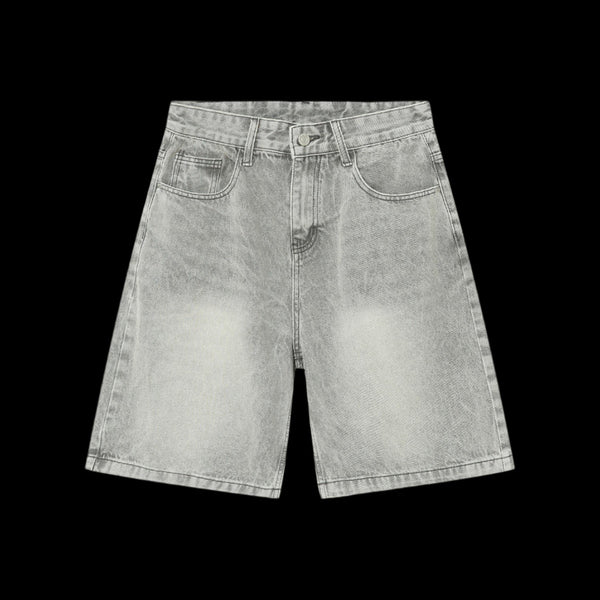 Denim Wide Shorts Light Gray