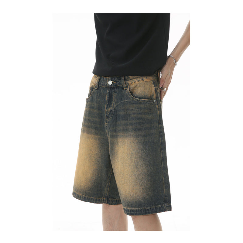 Denim Wide Shorts Rust Blue