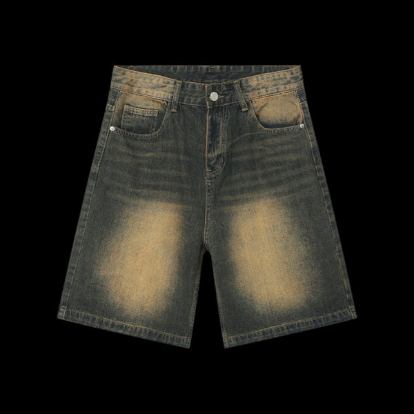 Denim Wide Shorts Rust Blue