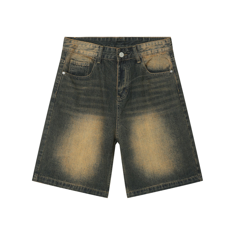 Denim wide shorts rust blue