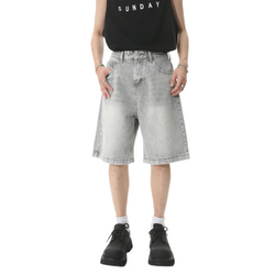 Jeans breite Shorts Hellgrau