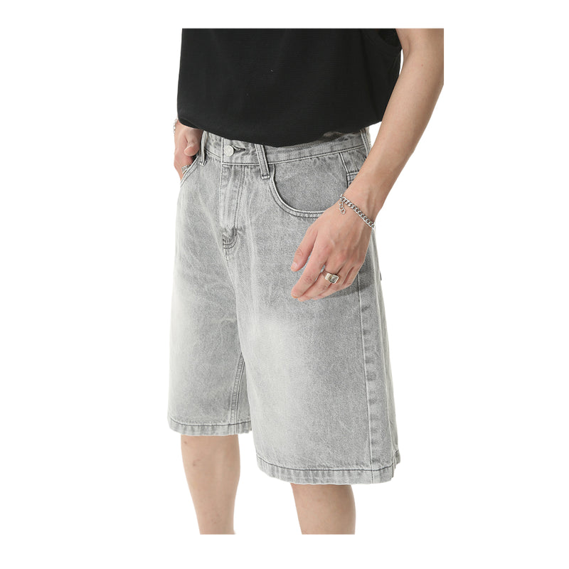 Jeans breite Shorts Hellgrau