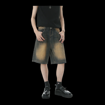 Denim Wide Shorts Rust Blue